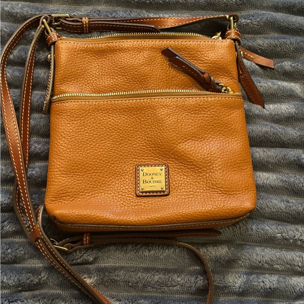 Authentic Dooney & Bourke Brown Leather Crossbody Bag